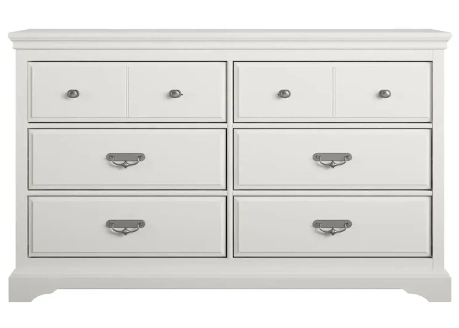 Bristol Traditional 6 Drawer Dresser with Elegant Moldings and Pewter Pulls