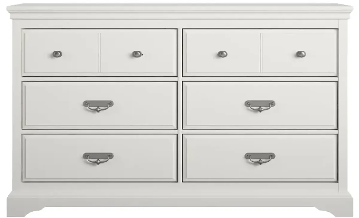 Bristol Traditional 6 Drawer Dresser with Elegant Moldings and Pewter Pulls