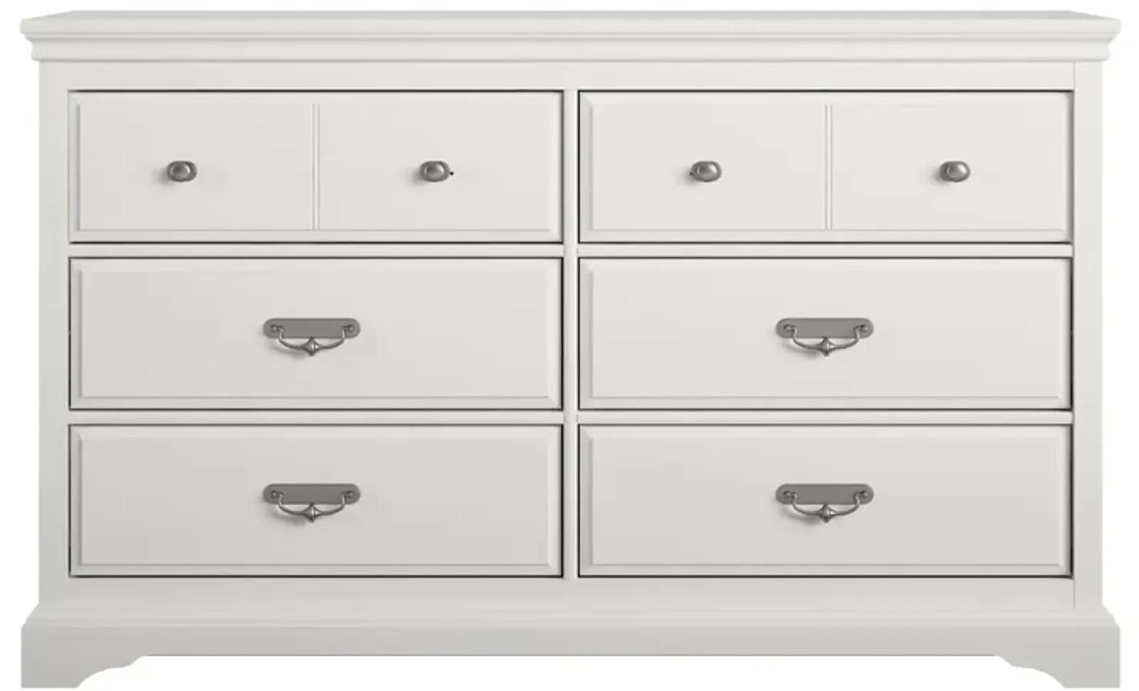 Bristol Traditional 6 Drawer Dresser with Elegant Moldings and Pewter Pulls