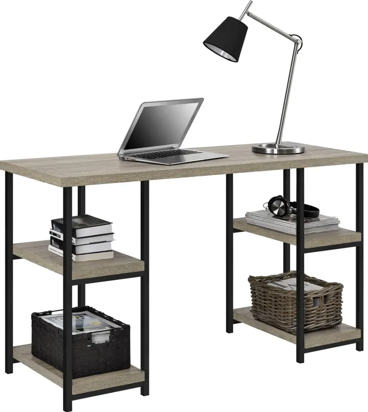 Elmwood Double Pedestal Computer Desk with 4 Side Shelves