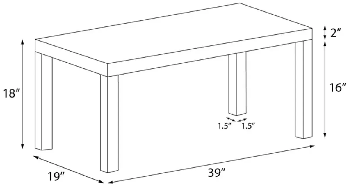 Parsons Hollow Core Coffee Table with Large Top