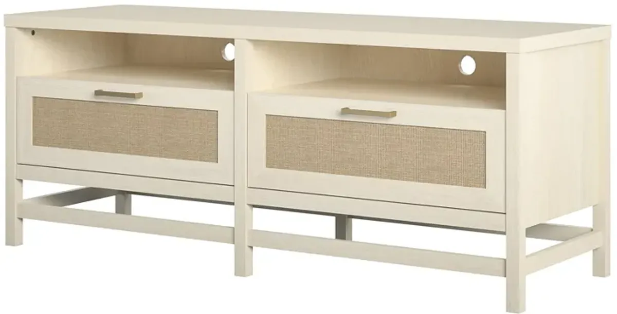 Lennon TV Stand for TVs up to 60 Inch with Faux Rattan and 2 Large Drawers