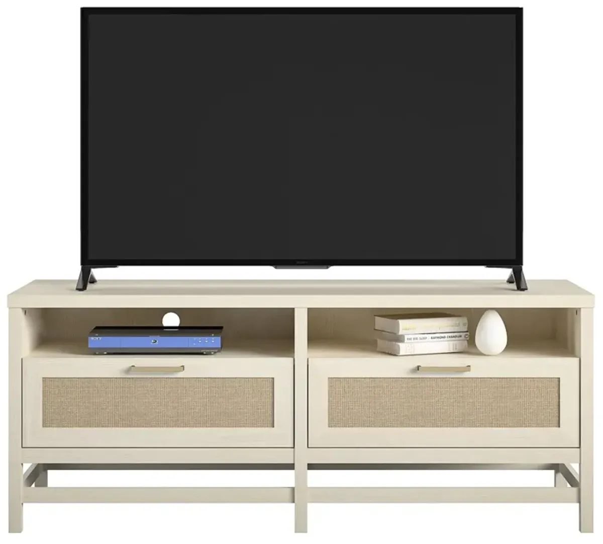 Lennon TV Stand for TVs up to 60 Inch with Faux Rattan and 2 Large Drawers