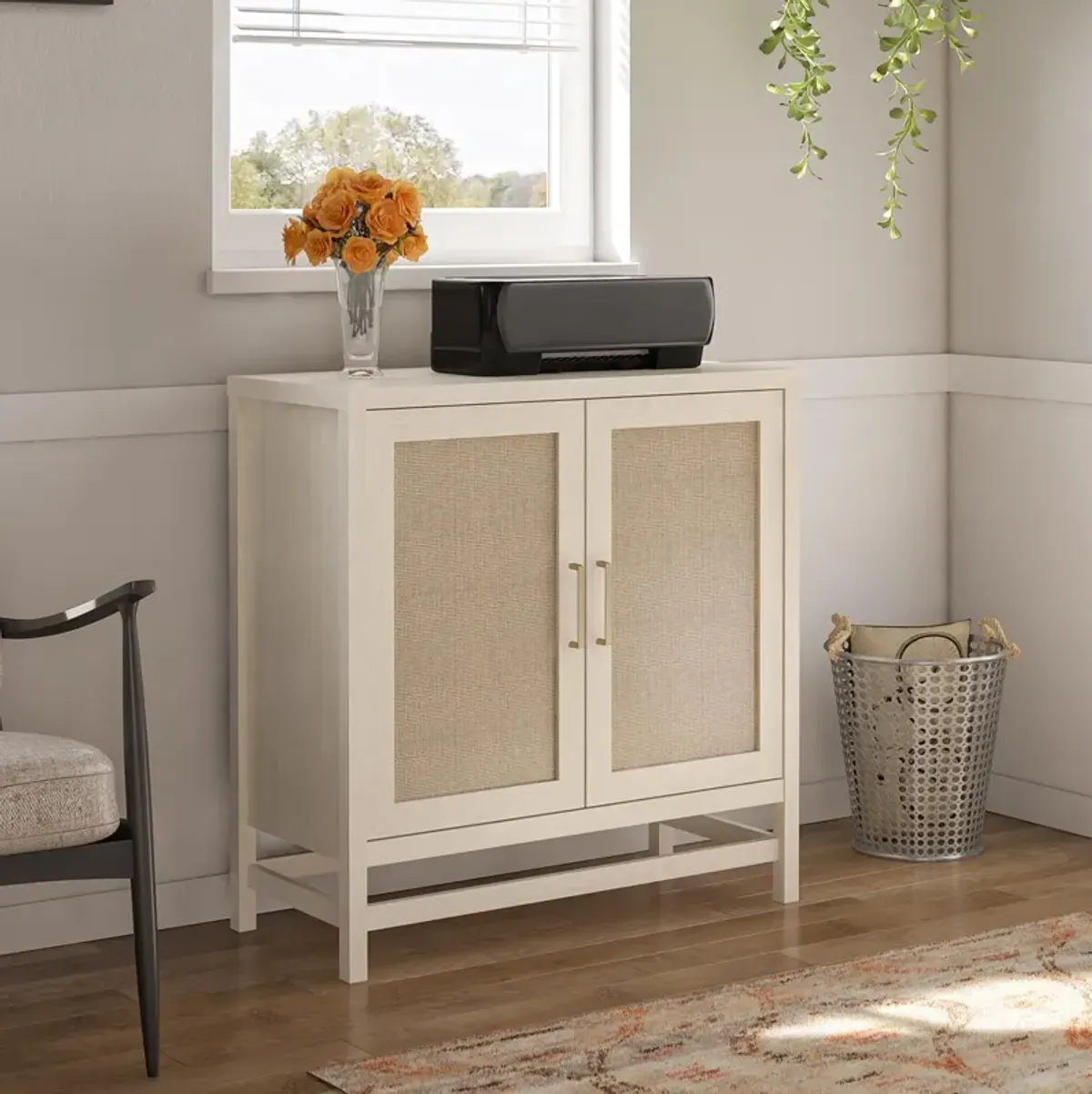 Lennon 2 Door Storage Cabinet with Faux Rattan