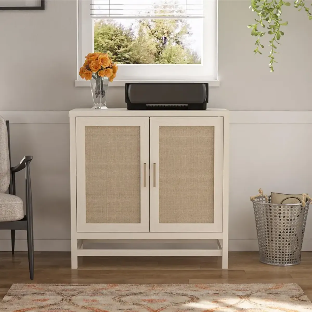 Lennon 2 Door Storage Cabinet with Faux Rattan