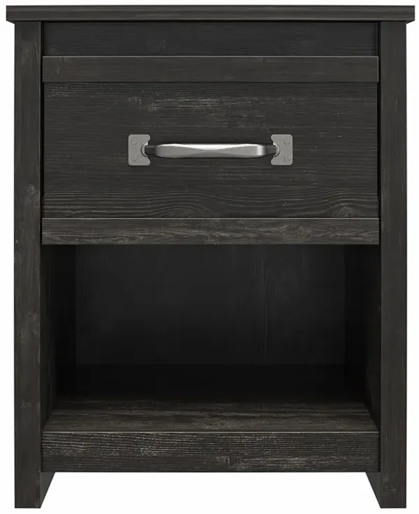 Draven Rustic Modern 1 Drawer Nightstand with Pewter Handles