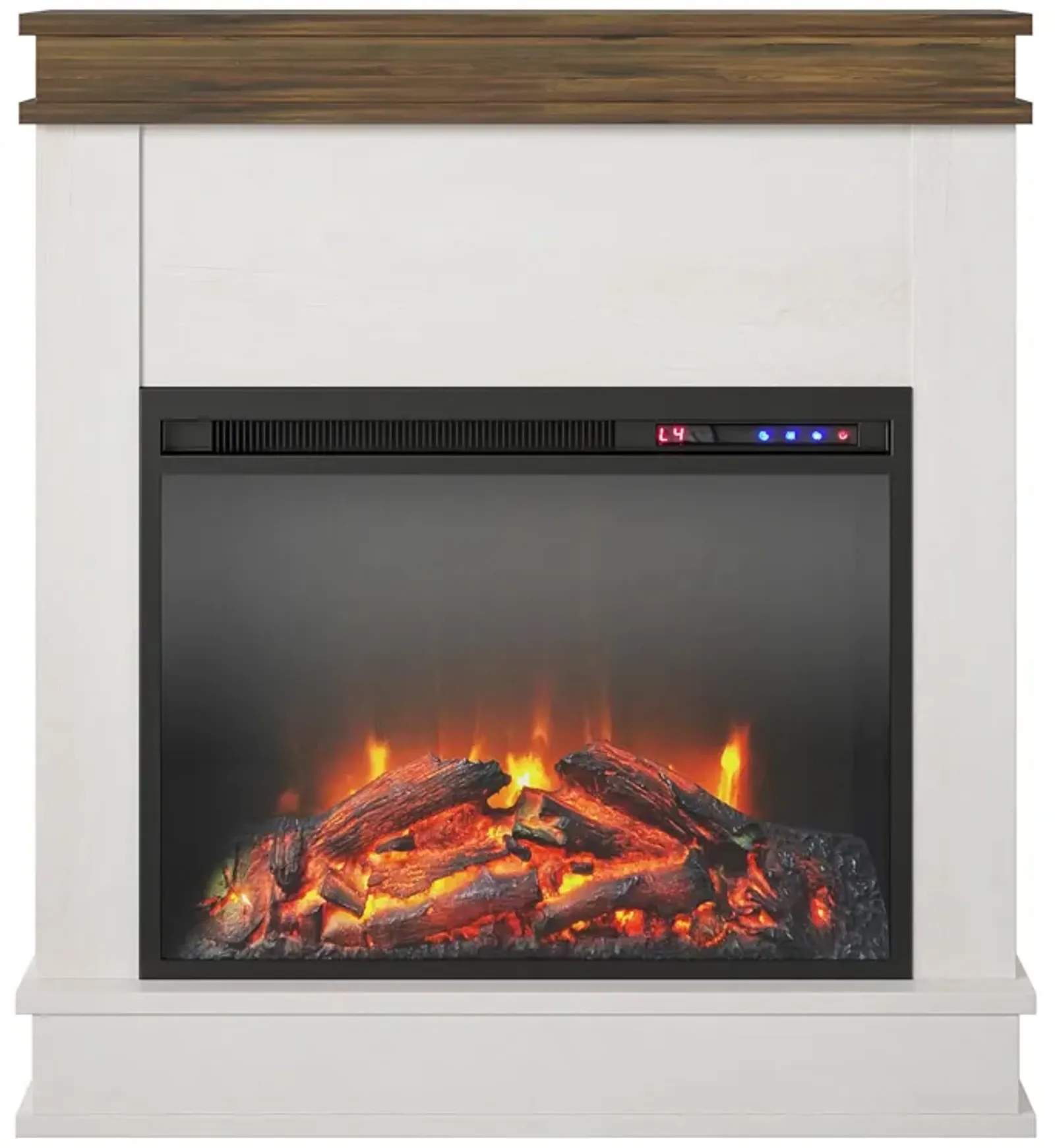 Mateo Electric Fireplace with Rustic Faux Wood Mantel and 23 Inch Fireplace Insert