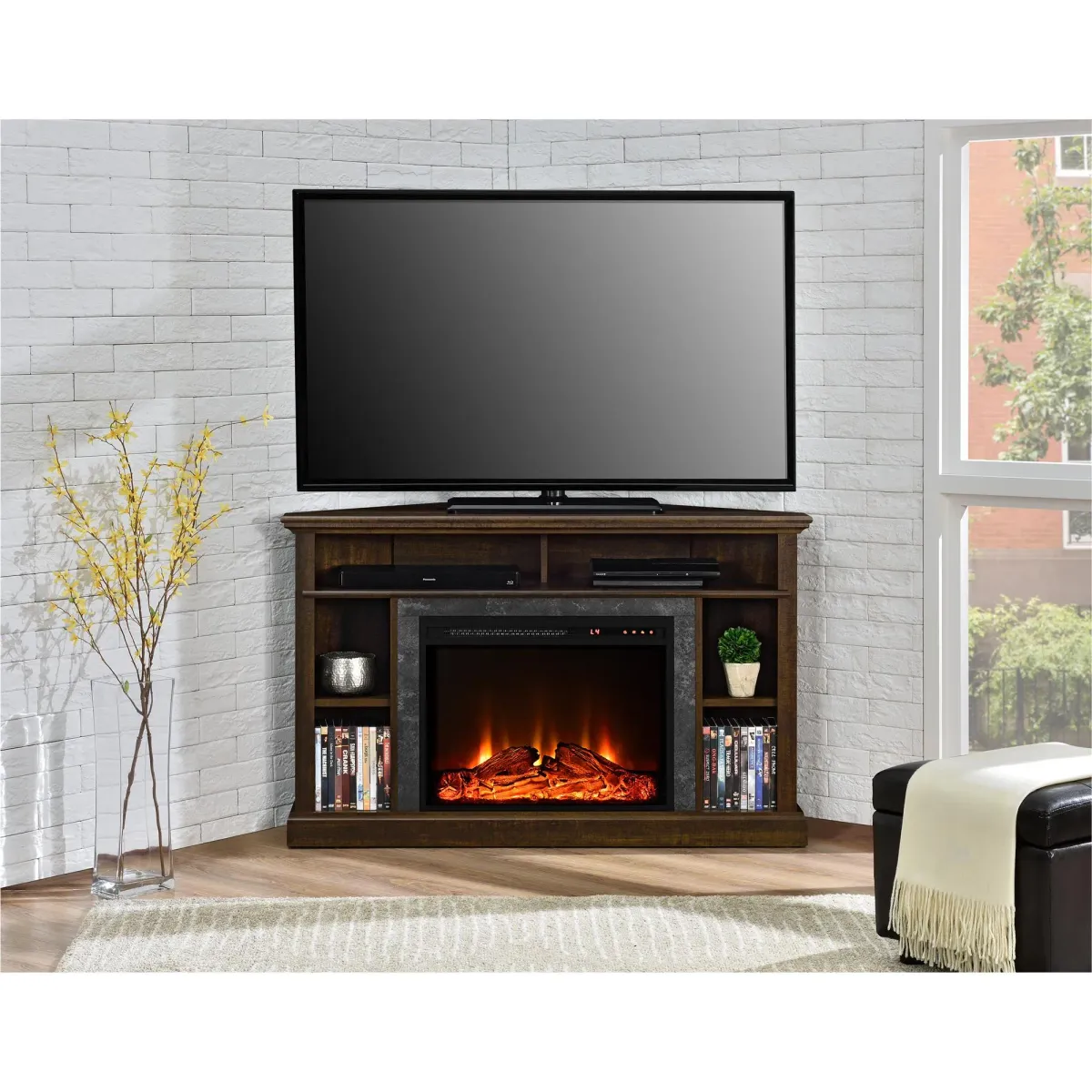 Overland Electric Corner Fireplace for TVs up to 50 Inches