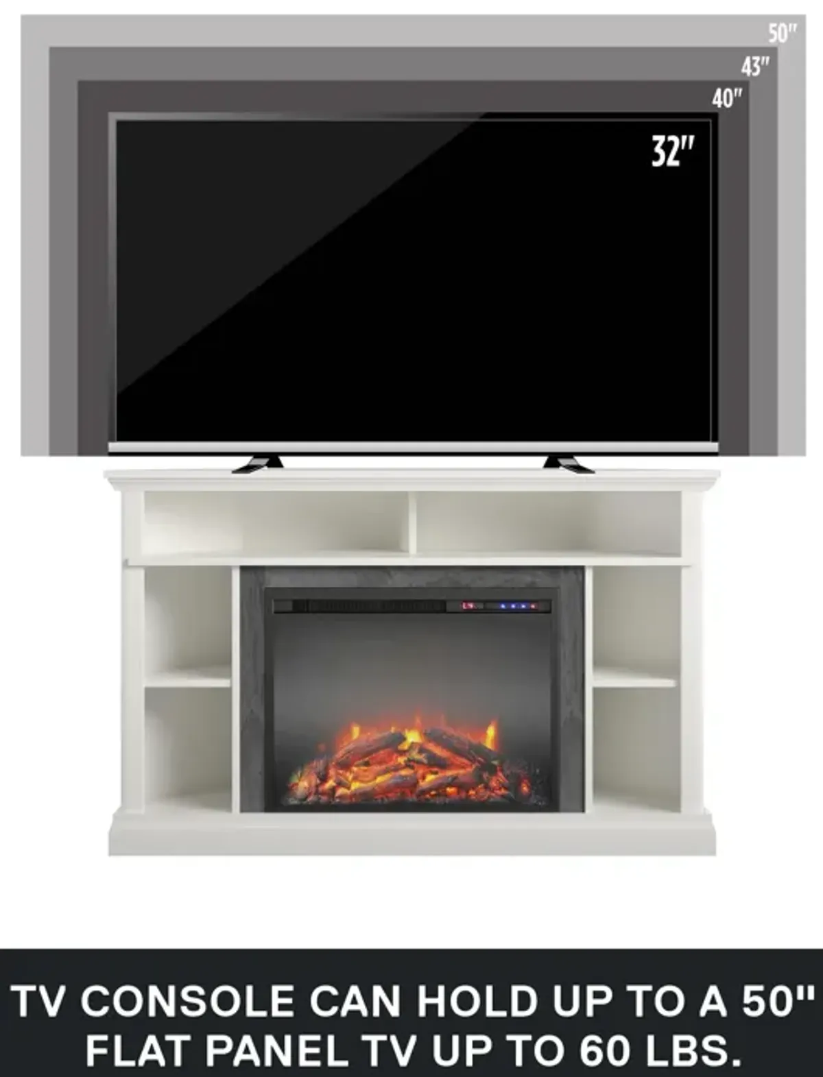 Overland Electric Corner Fireplace for TVs up to 50 Inches