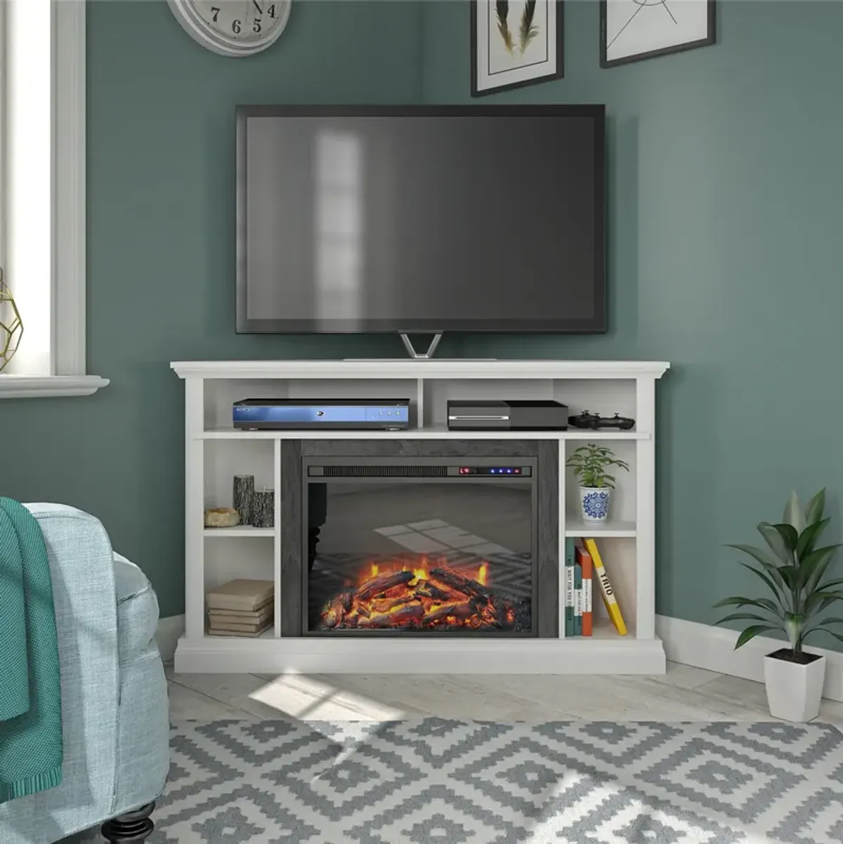 Overland Electric Corner Fireplace for TVs up to 50 Inches