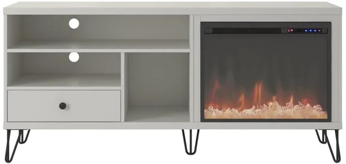 Owen Retro Fireplace TV Stand for TVs up to 65 Inches with Storage Drawer