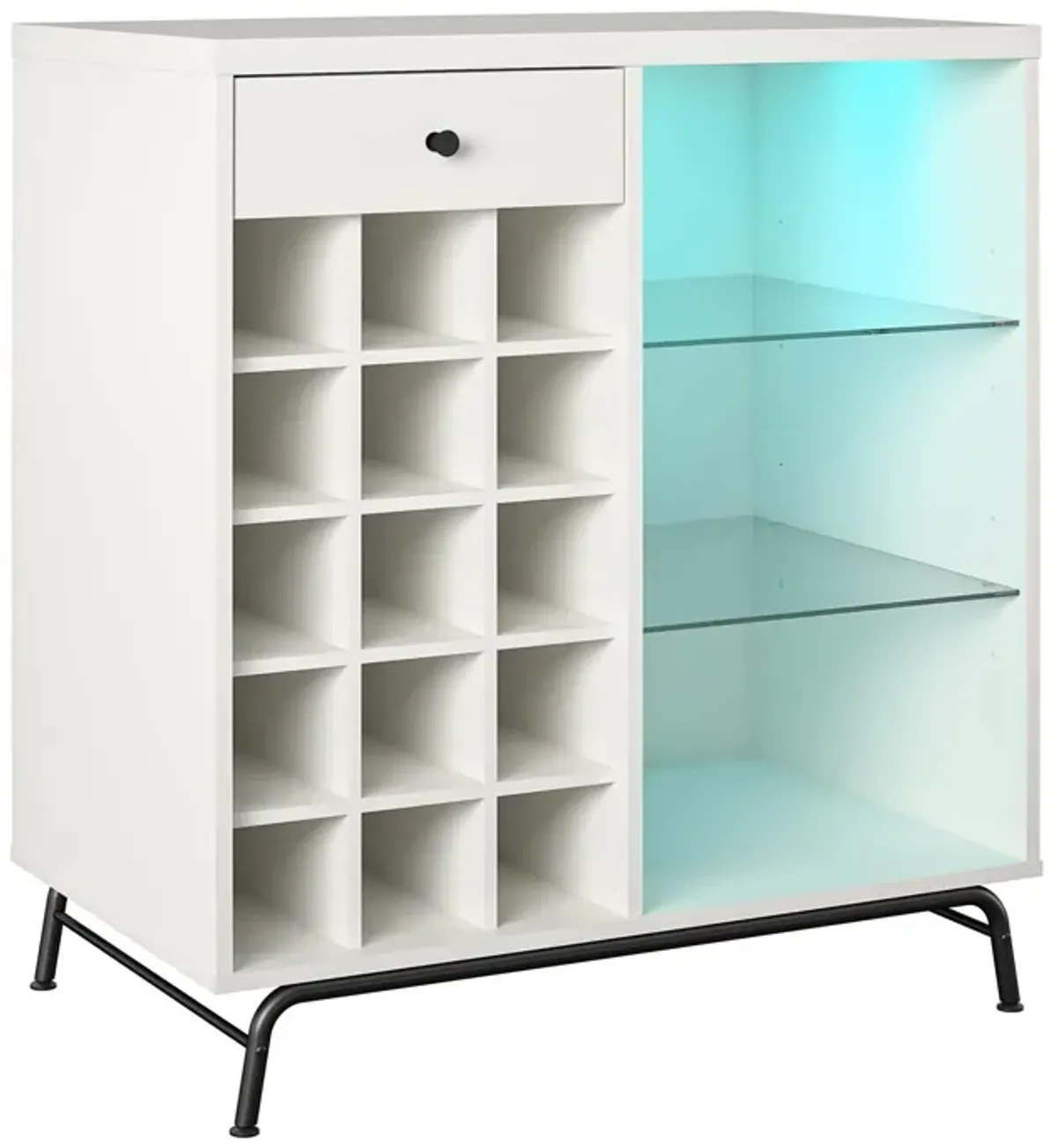 Melbourne Bar Cabinet with LED Lighting and 15 Bottle Compartments