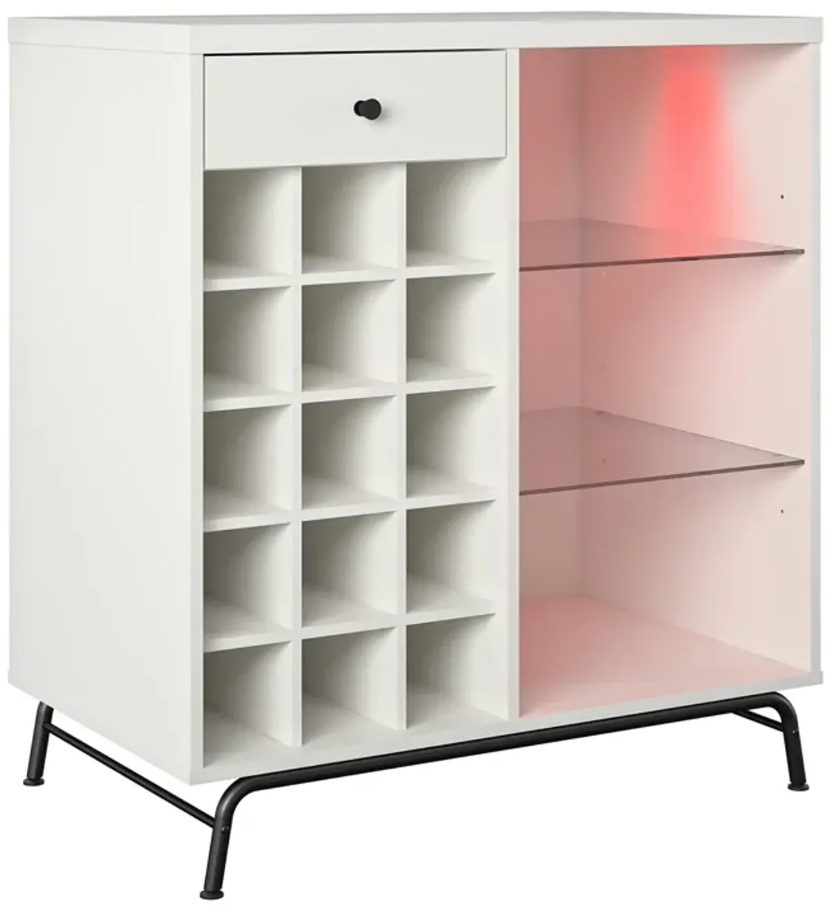 Melbourne Bar Cabinet with LED Lighting and 15 Bottle Compartments