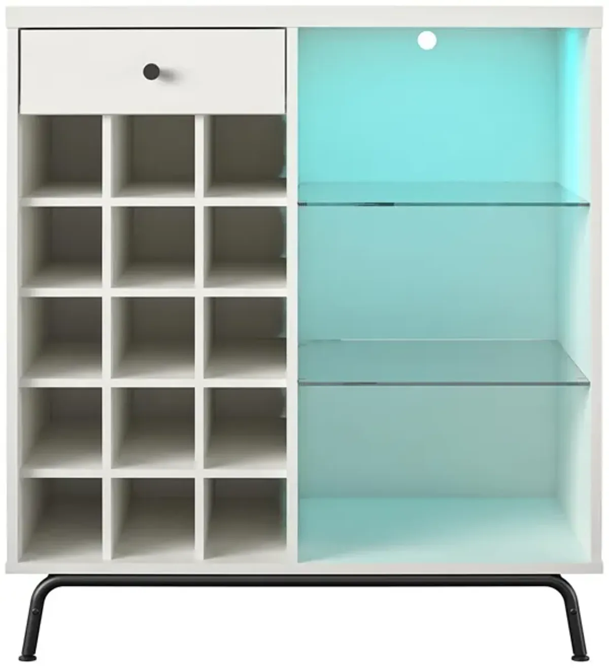 Melbourne Bar Cabinet with LED Lighting and 15 Bottle Compartments