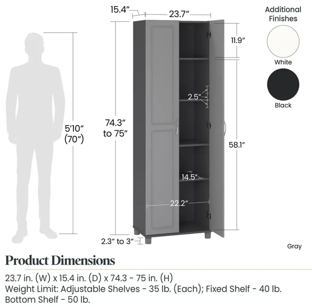 Kendall 24 Inch Multipurpose Storage Cabinet