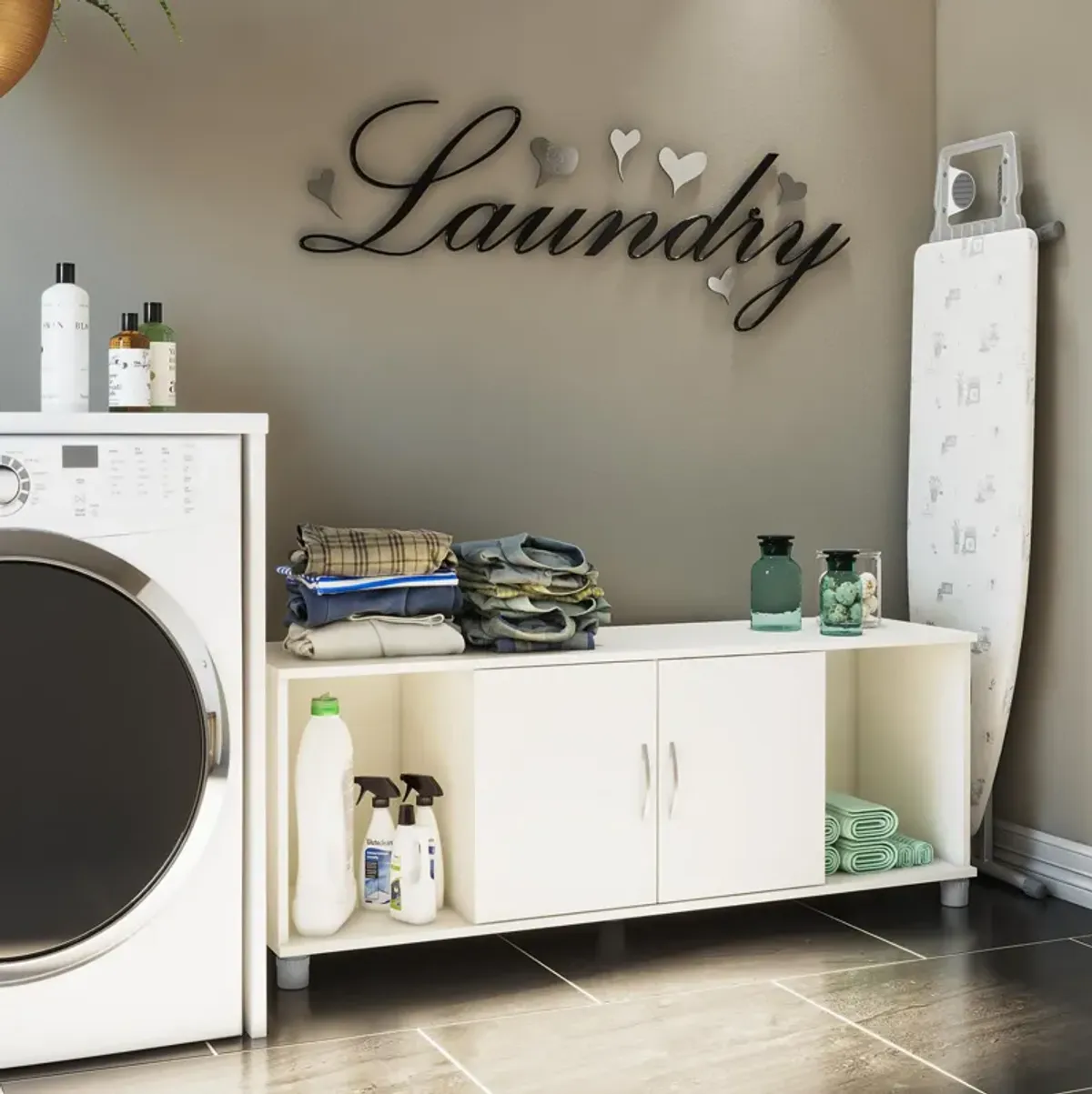 Basin Shoe Storage Bench with Seating Area and Adjustable Feet