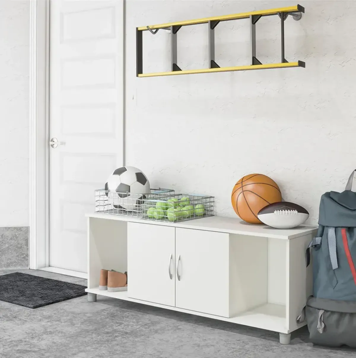 Basin Shoe Storage Bench with Seating Area and Adjustable Feet