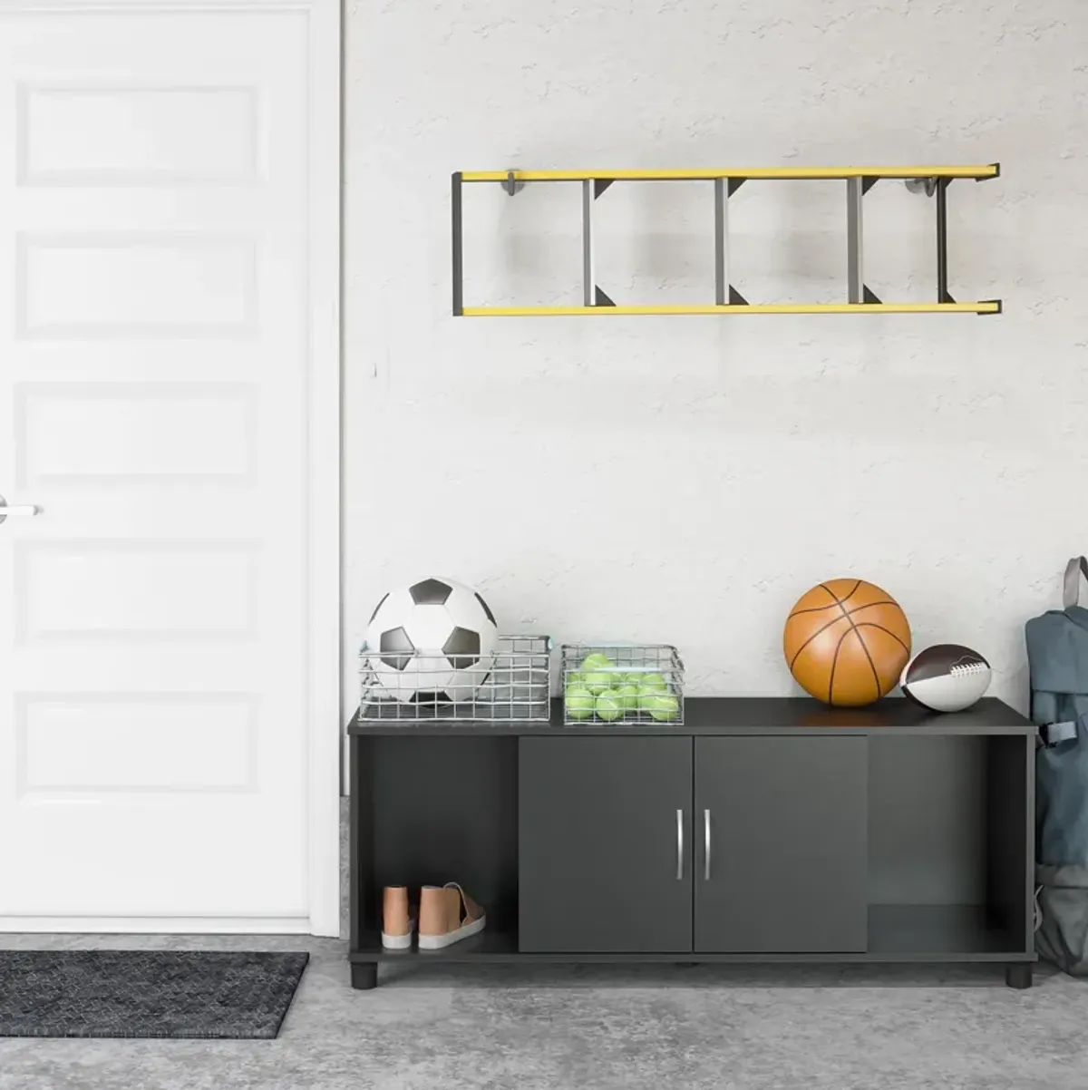 Basin Shoe Storage Bench with Seating Area and Adjustable Feet