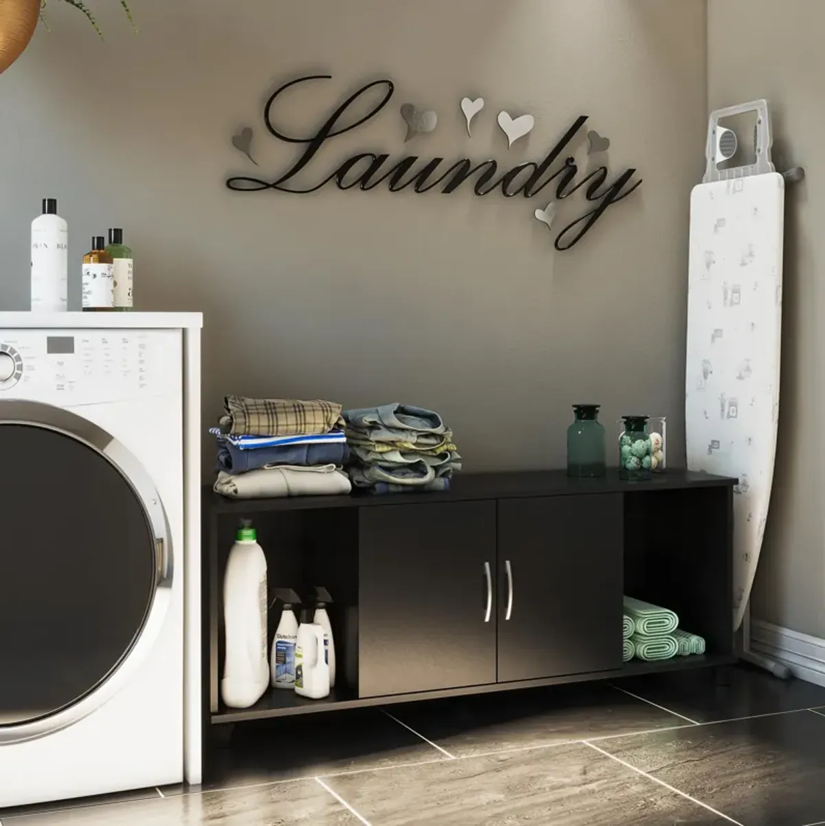 Basin Shoe Storage Bench with Seating Area and Adjustable Feet