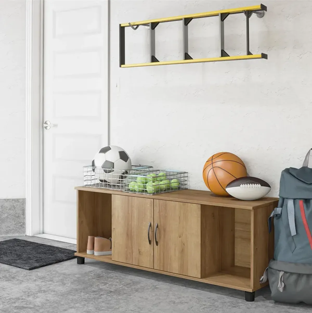 Basin Shoe Storage Bench with Seating Area and Adjustable Feet