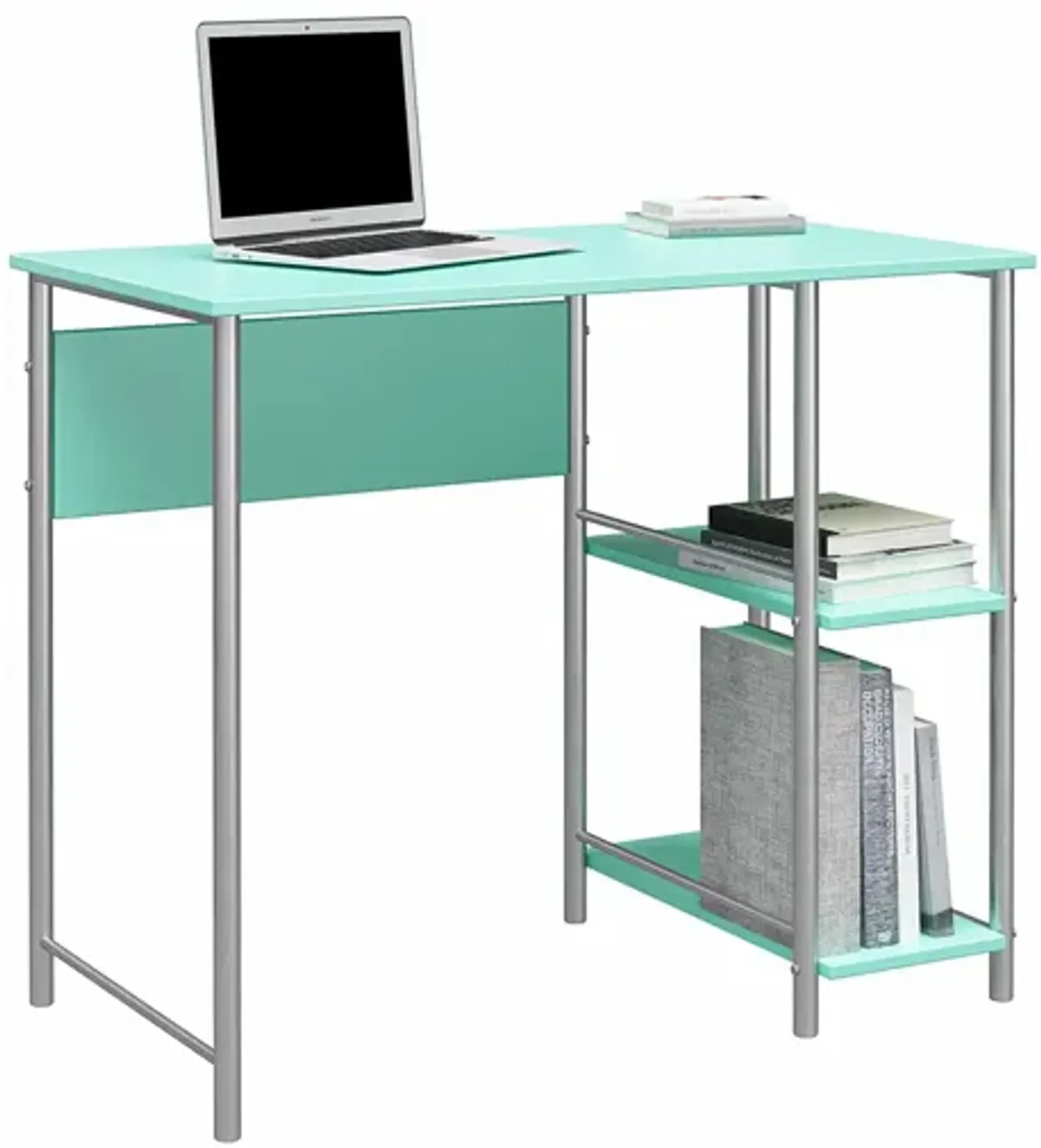 Meridian Metal Computer Desk With 2 Side Storage Shelves