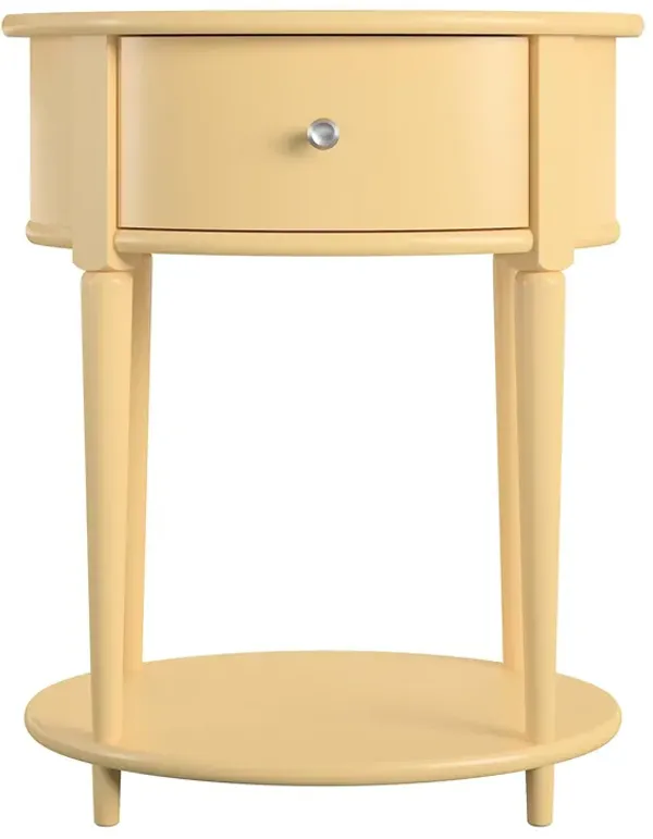 Aurora Rounded End Table with Drawer and Lower Shelf