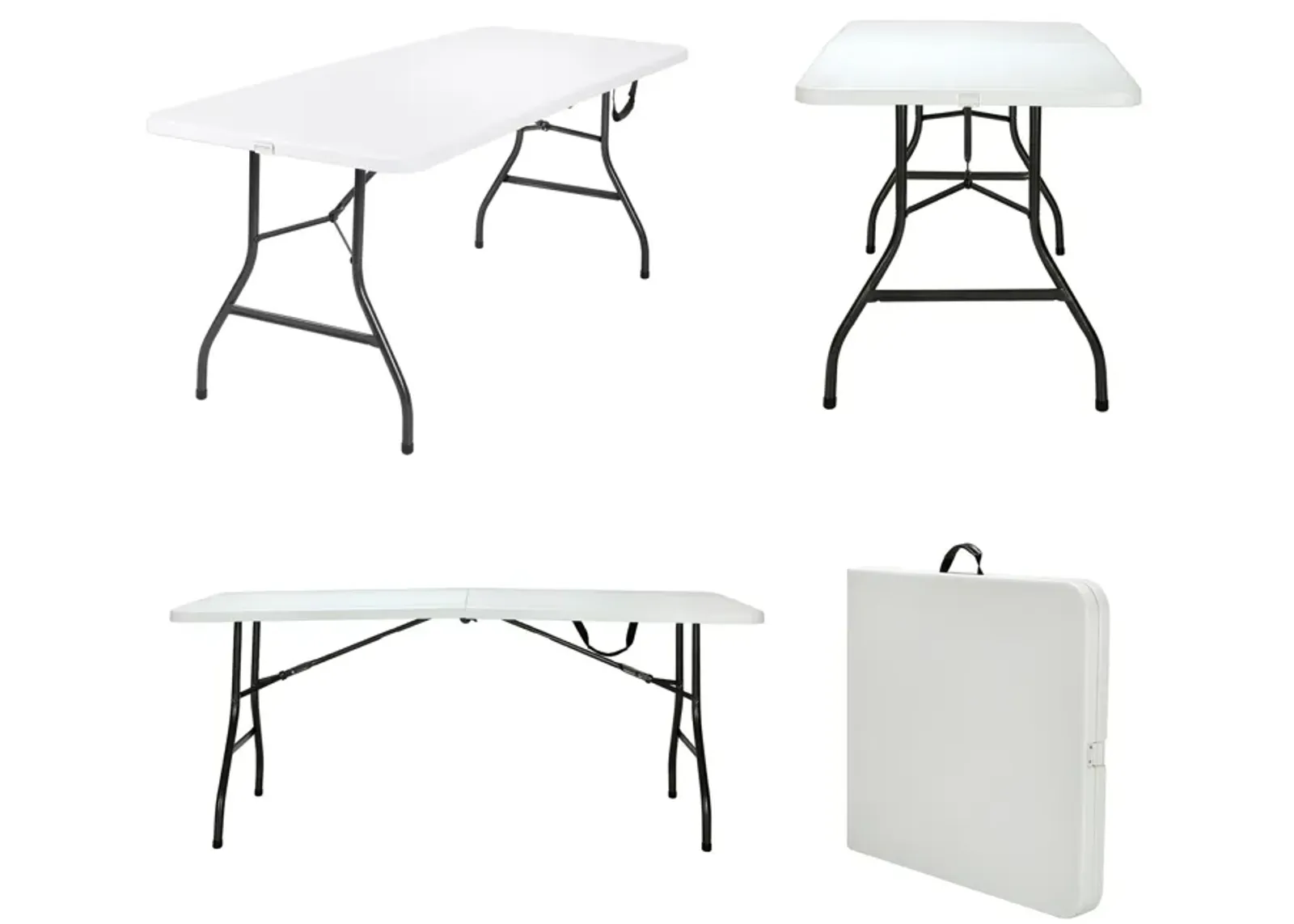 6 ft Fold-in-Half Banquet Folding Table with Handle