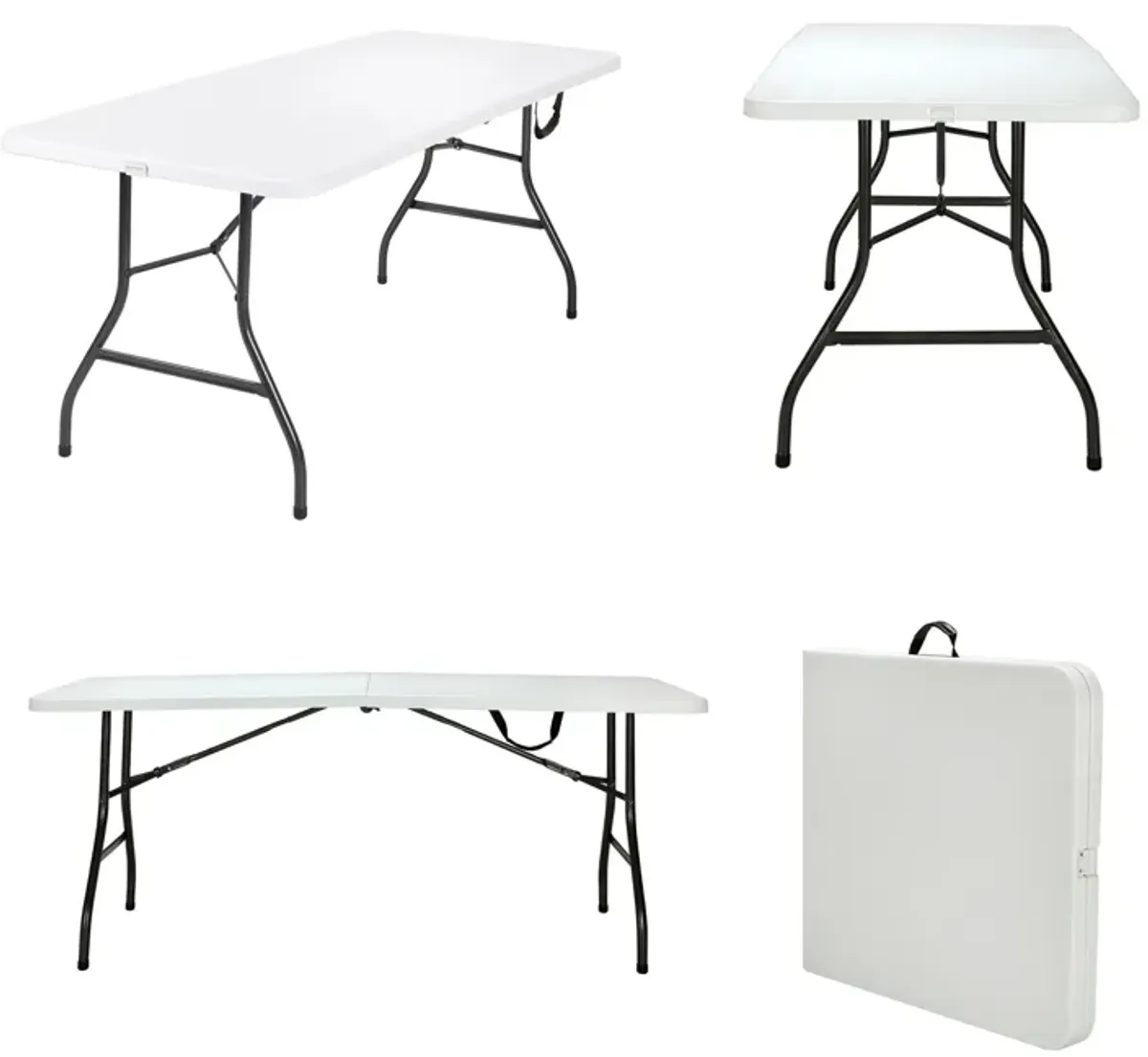 6 ft Fold-in-Half Banquet Folding Table with Handle