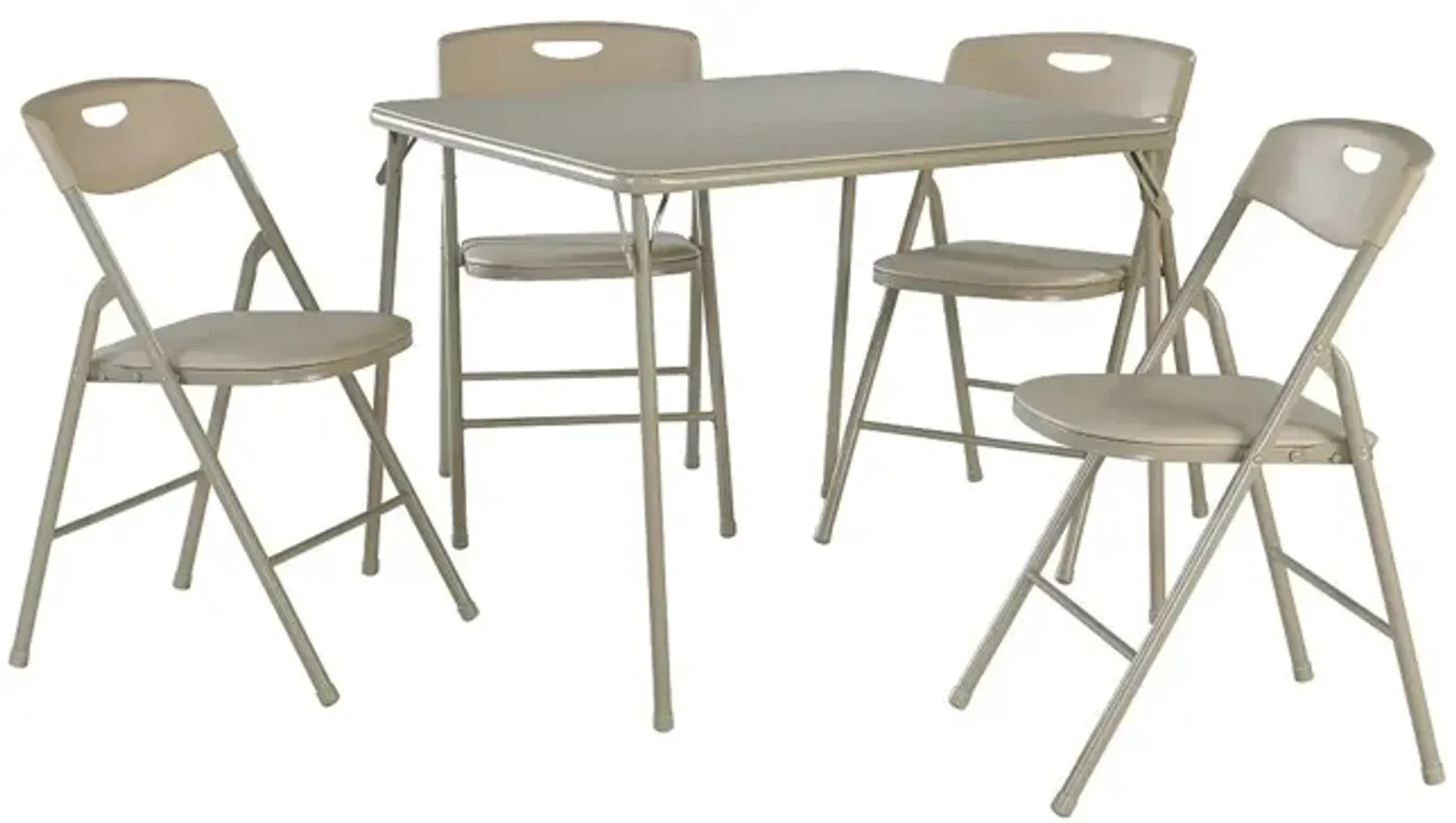 5 Piece Folding Dining Table and Chairs Set with Steel Frame and Vinyl Top