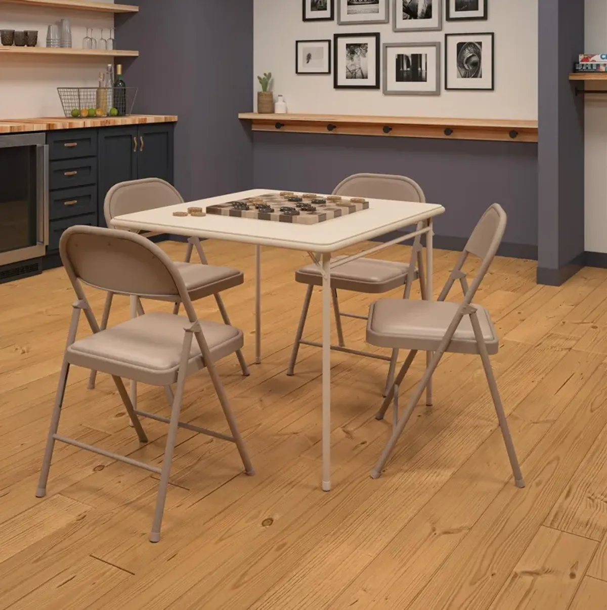 34 Inch x 34 Inch Square Vinyl Top Folding Card Table