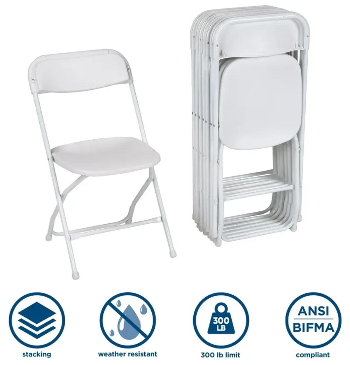 Plastic and Compact Folding Stacking Chairs, Set of 8