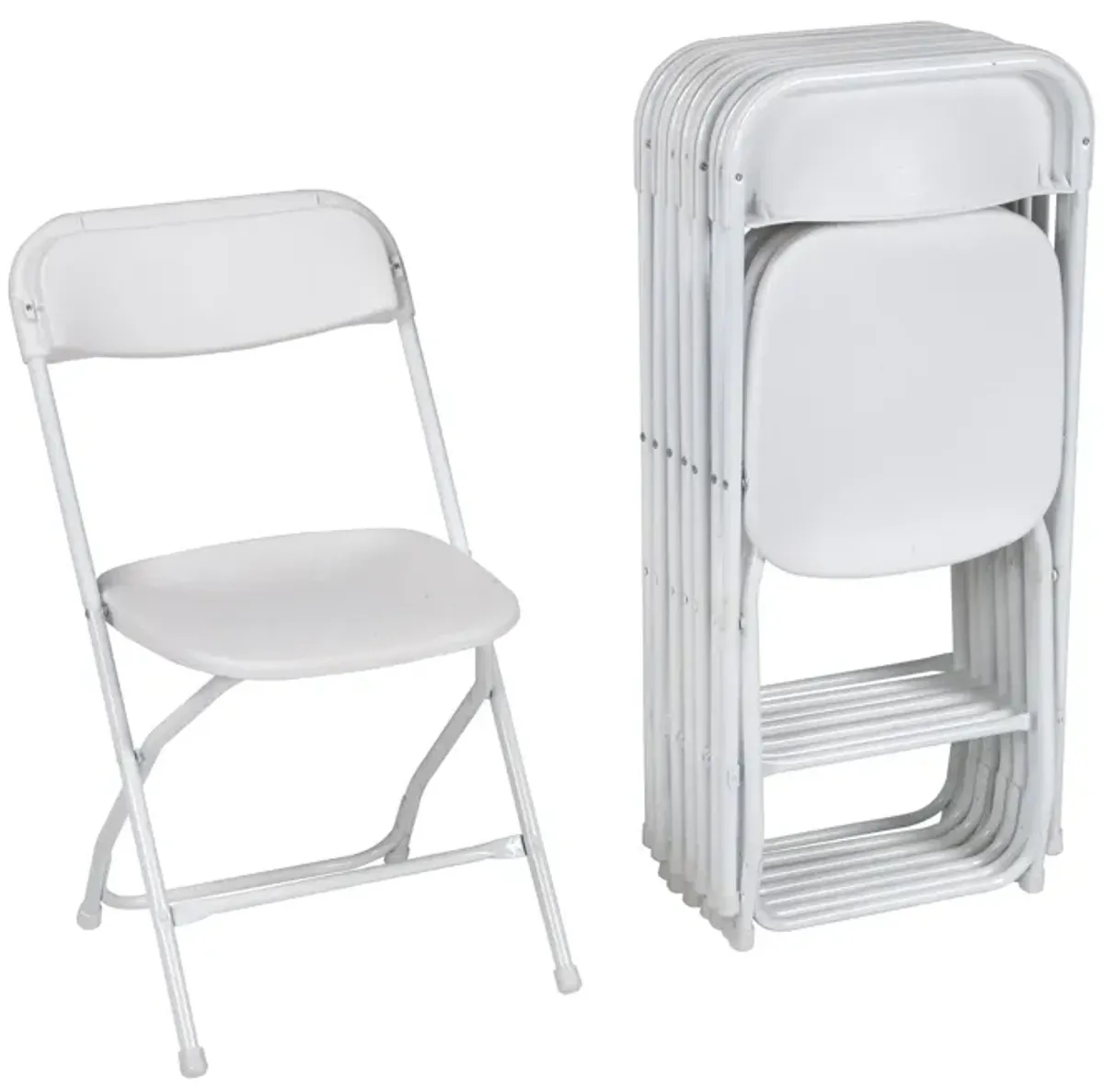 Plastic and Compact Folding Stacking Chairs, Set of 8