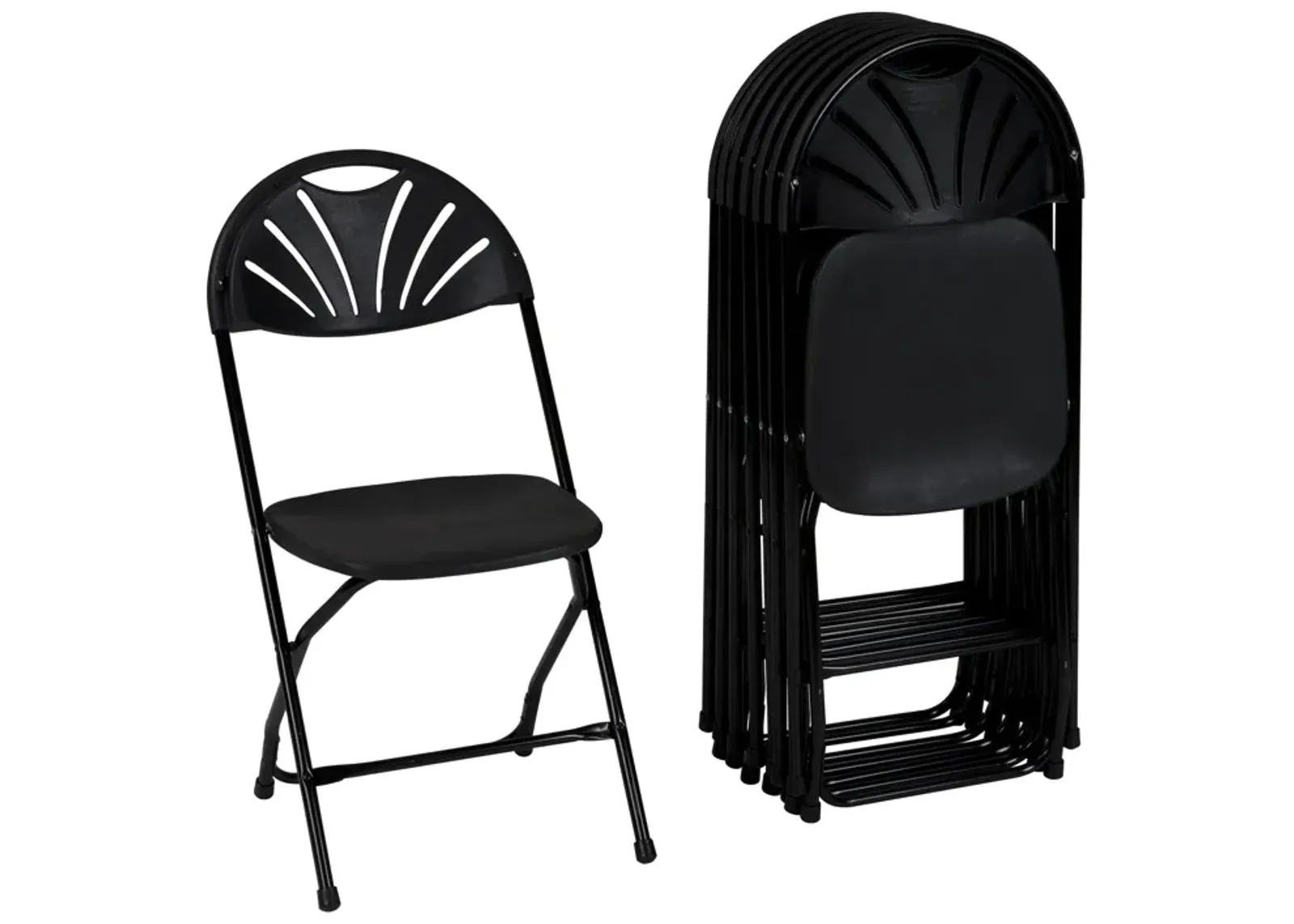 Commercial Fan Back Plastic Folding Stacking Chairs, Set of 8