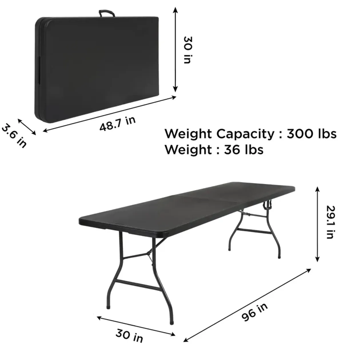 8 ft Fold-in-Half Banquet Folding Table with Handle