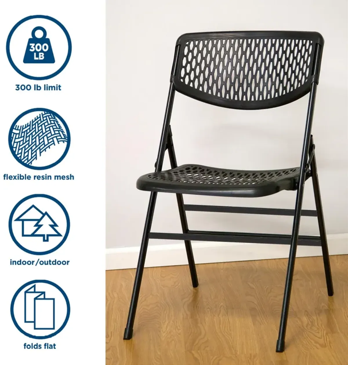 Ultra Comfort Commercial XL Plastic Folding Chair, Set of 2 or 4