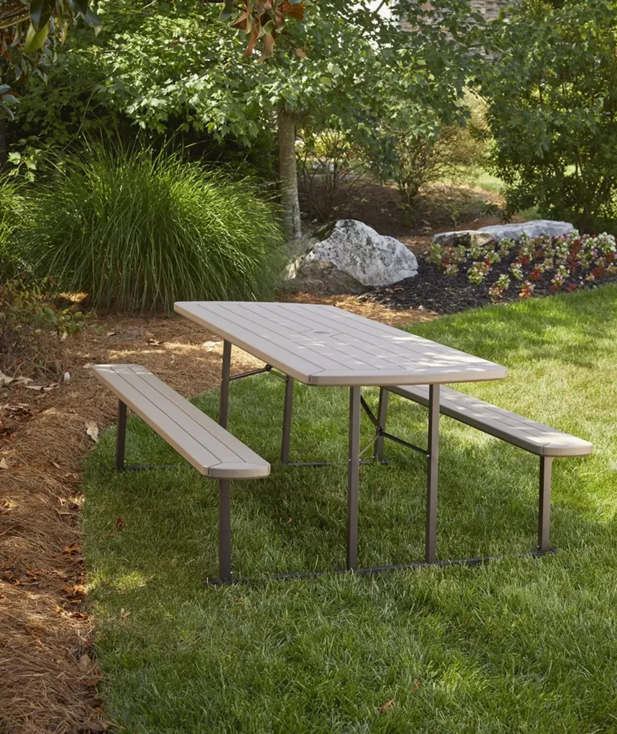 Outdoor 6 Foot Folding Picnic Table, Comfortably Seats 8 People