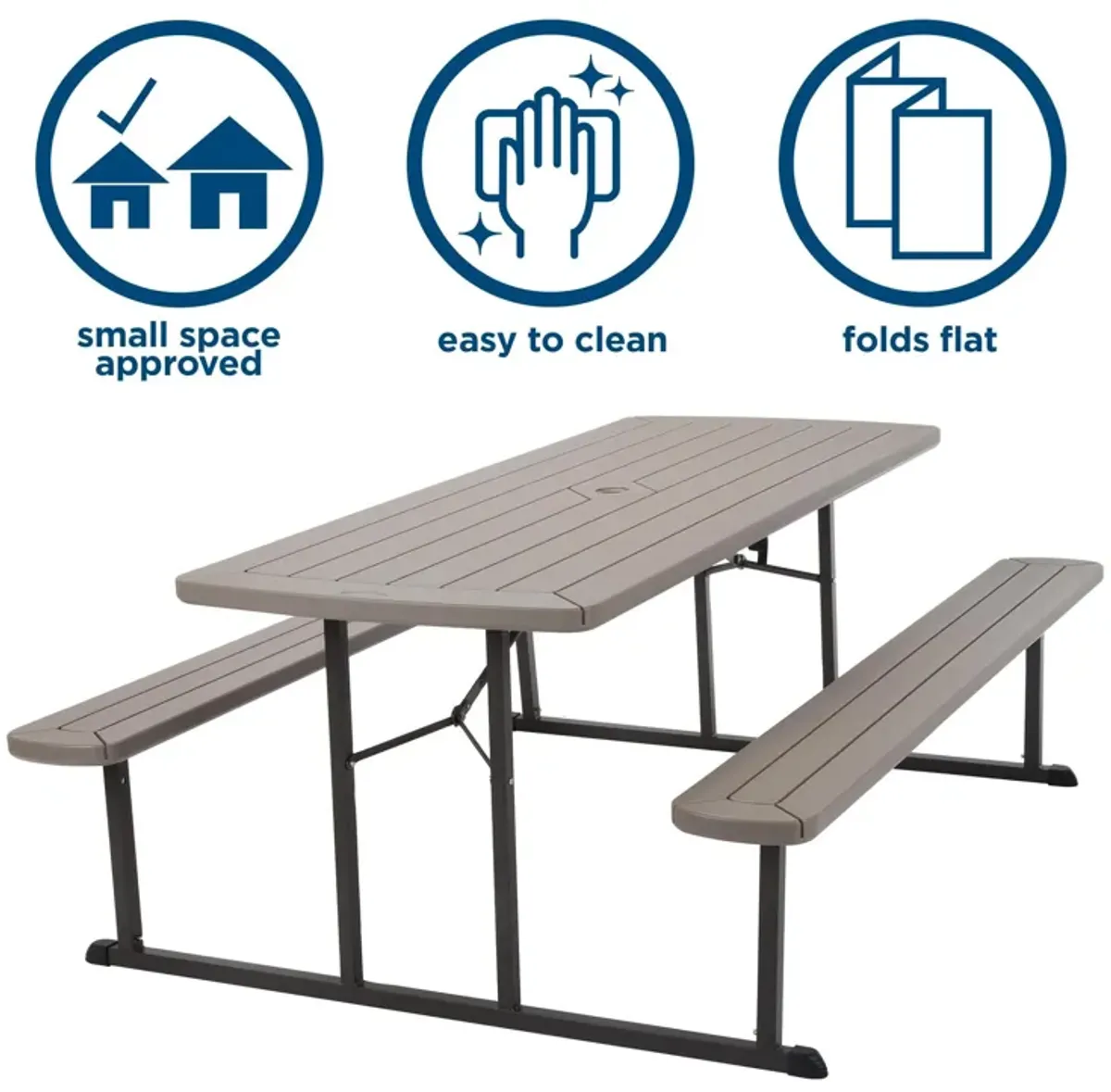 Outdoor 6 Foot Folding Picnic Table, Comfortably Seats 8 People