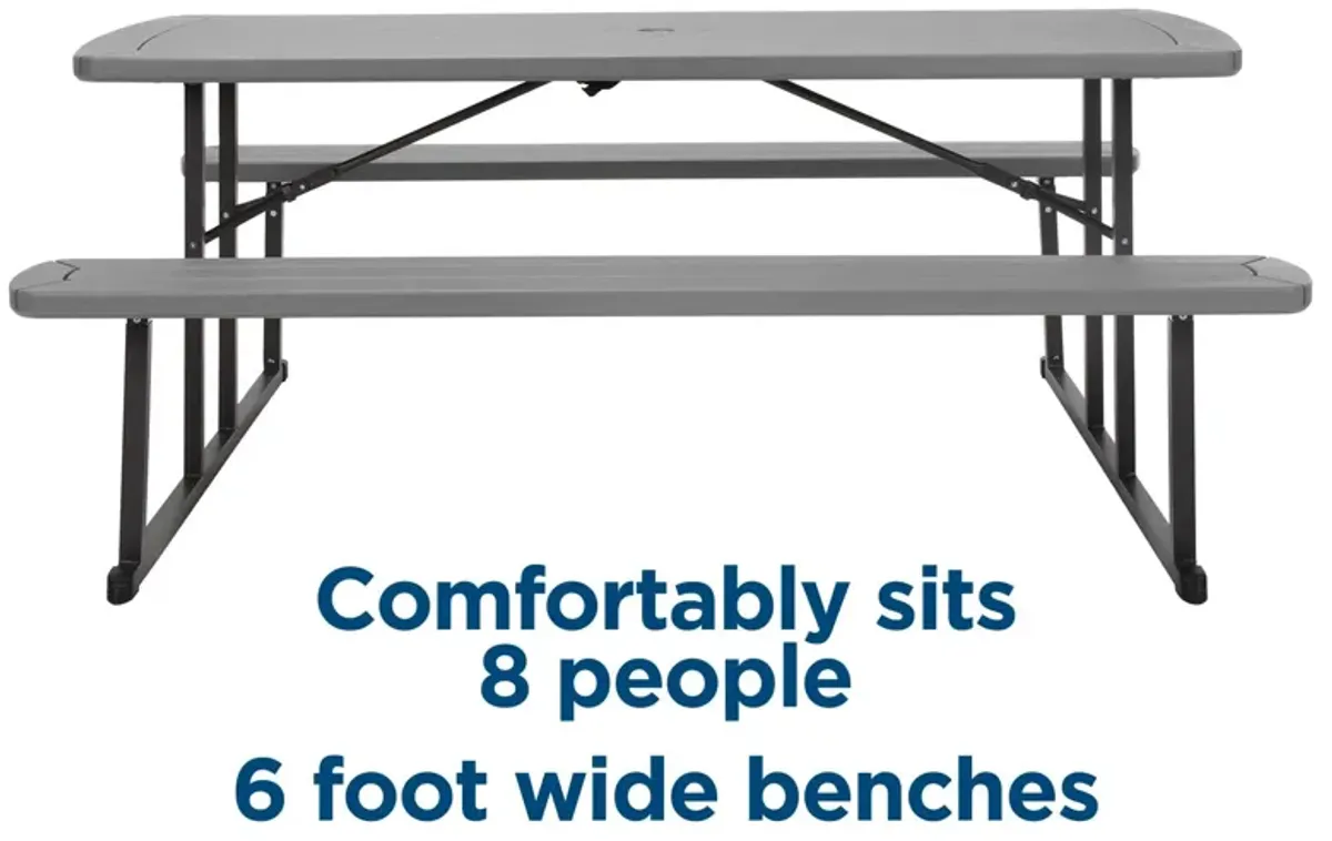 Outdoor 6 Foot Folding Picnic Table, Comfortably Seats 8 People