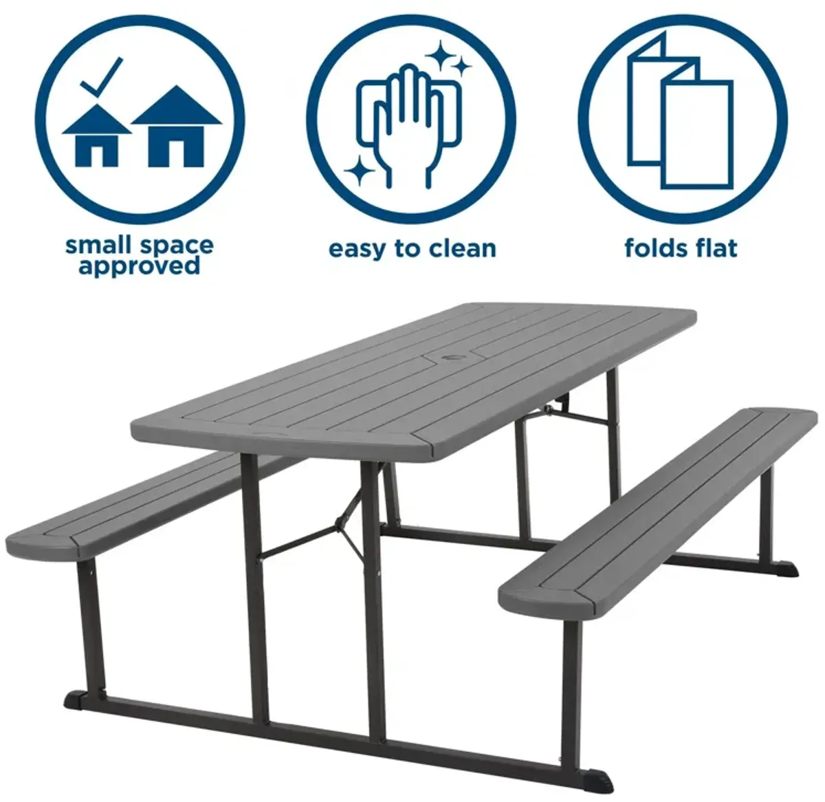 Outdoor 6 Foot Folding Picnic Table, Comfortably Seats 8 People