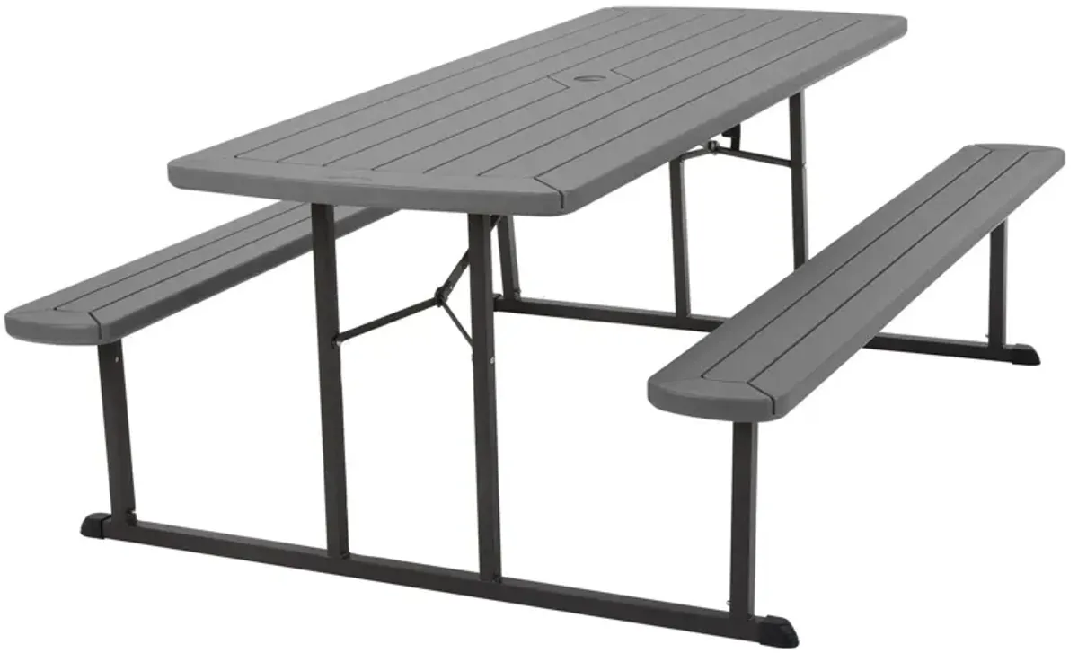 Outdoor 6 Foot Folding Picnic Table, Comfortably Seats 8 People