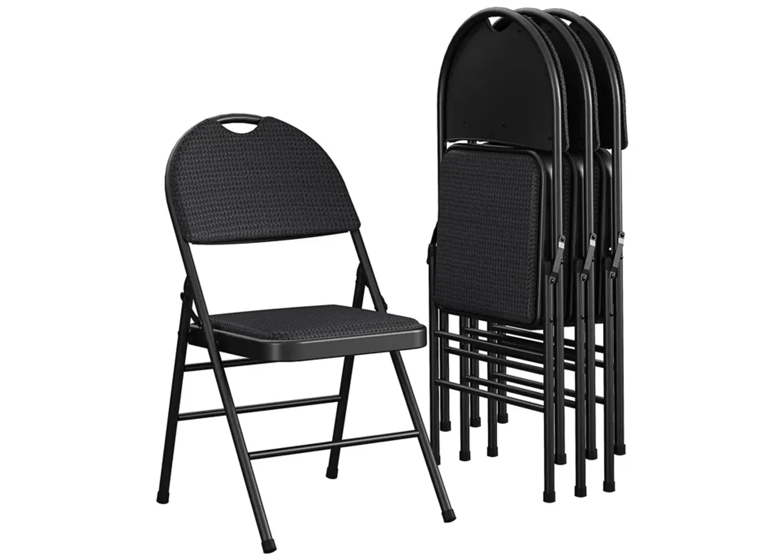 Fabric Padded Metal Triple Braced Folding Chair, Set of 4