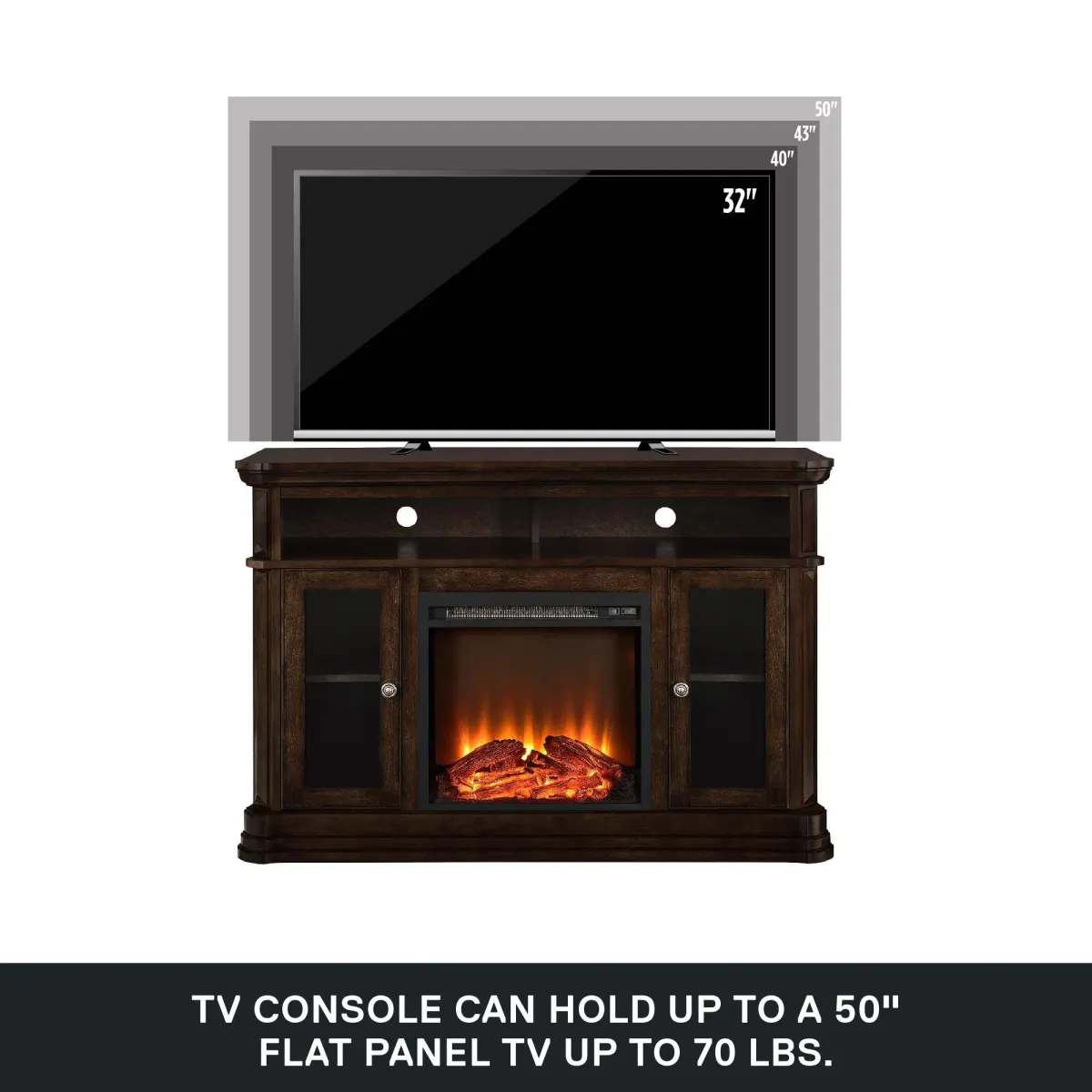 Brooklyn Electric Fireplace TV Console for TVs up to 50 Inch