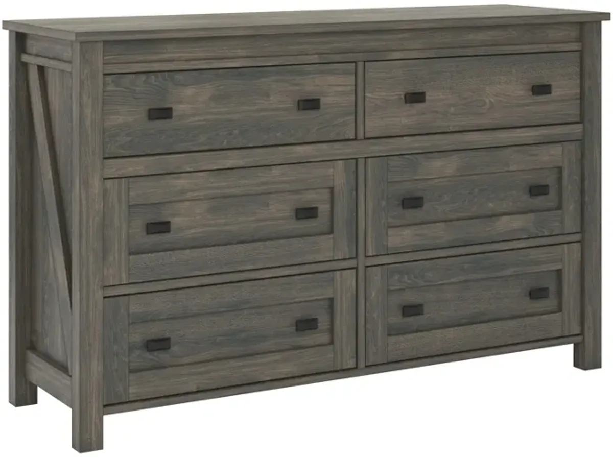 Farmington 6 Drawer Rustic Farmhouse Dresser with Linen Interiors