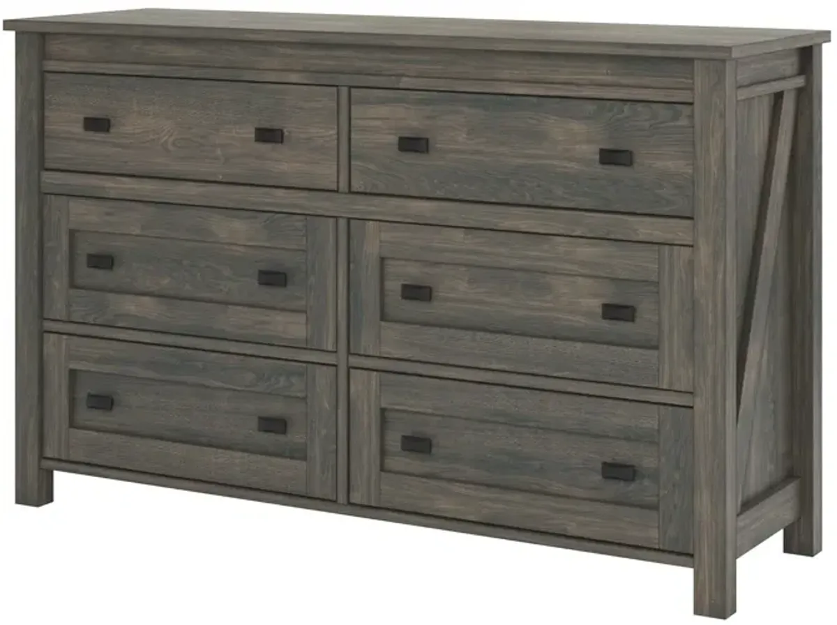 Farmington 6 Drawer Rustic Farmhouse Dresser with Linen Interiors