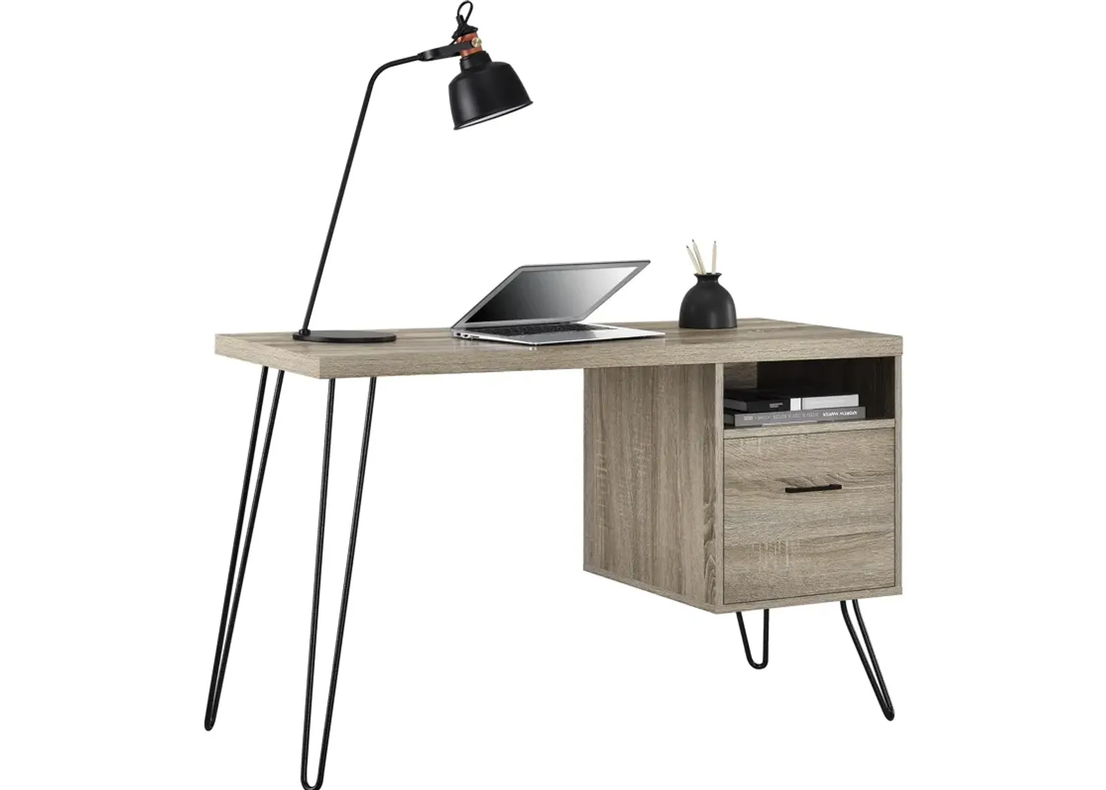 Landon Computer Desk with Open Compartment and Drawer