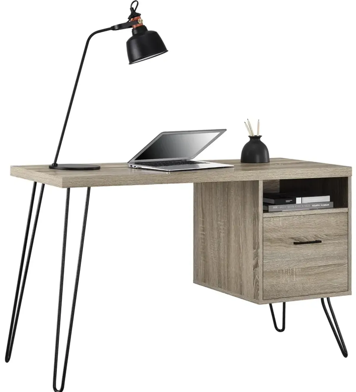 Landon Computer Desk with Open Compartment and Drawer