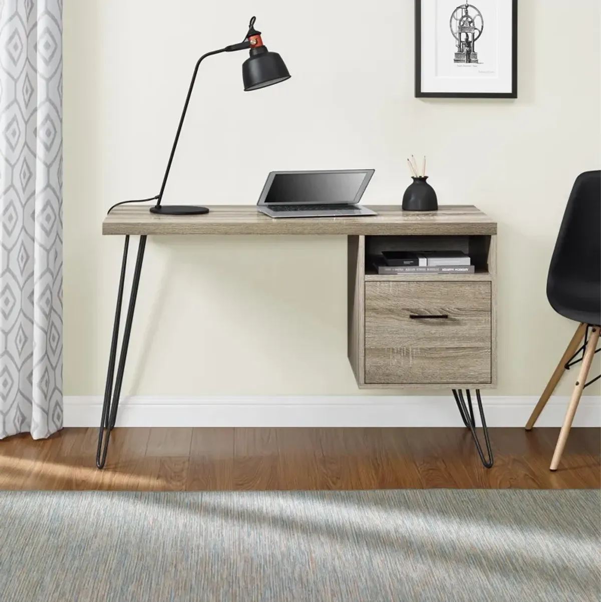 Landon Computer Desk with Open Compartment and Drawer