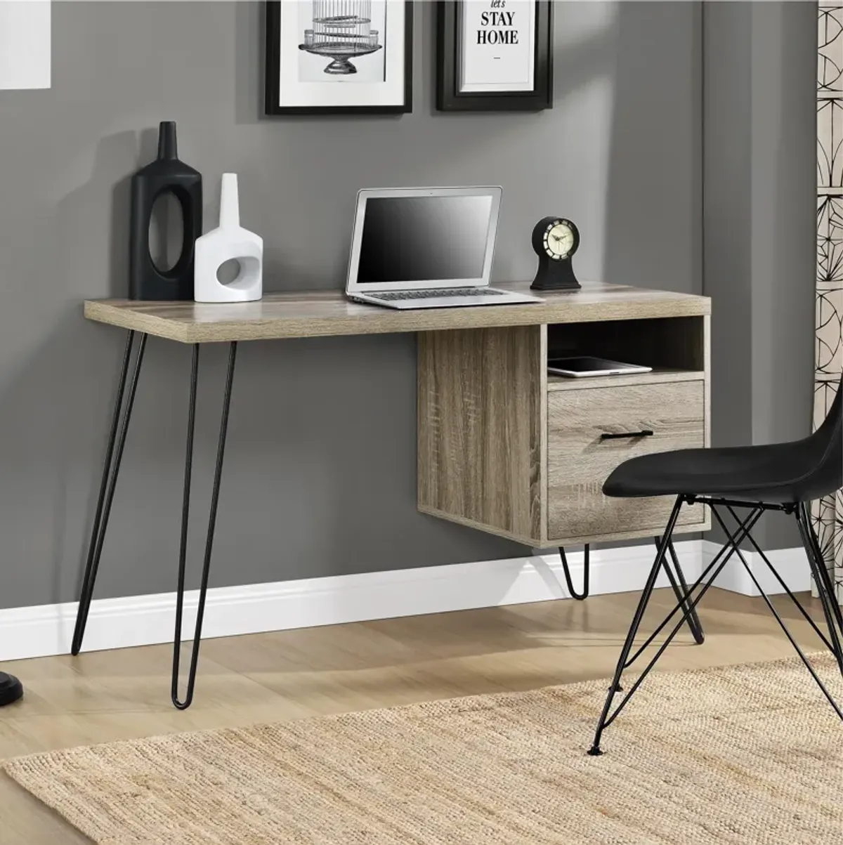 Landon Computer Desk with Open Compartment and Drawer