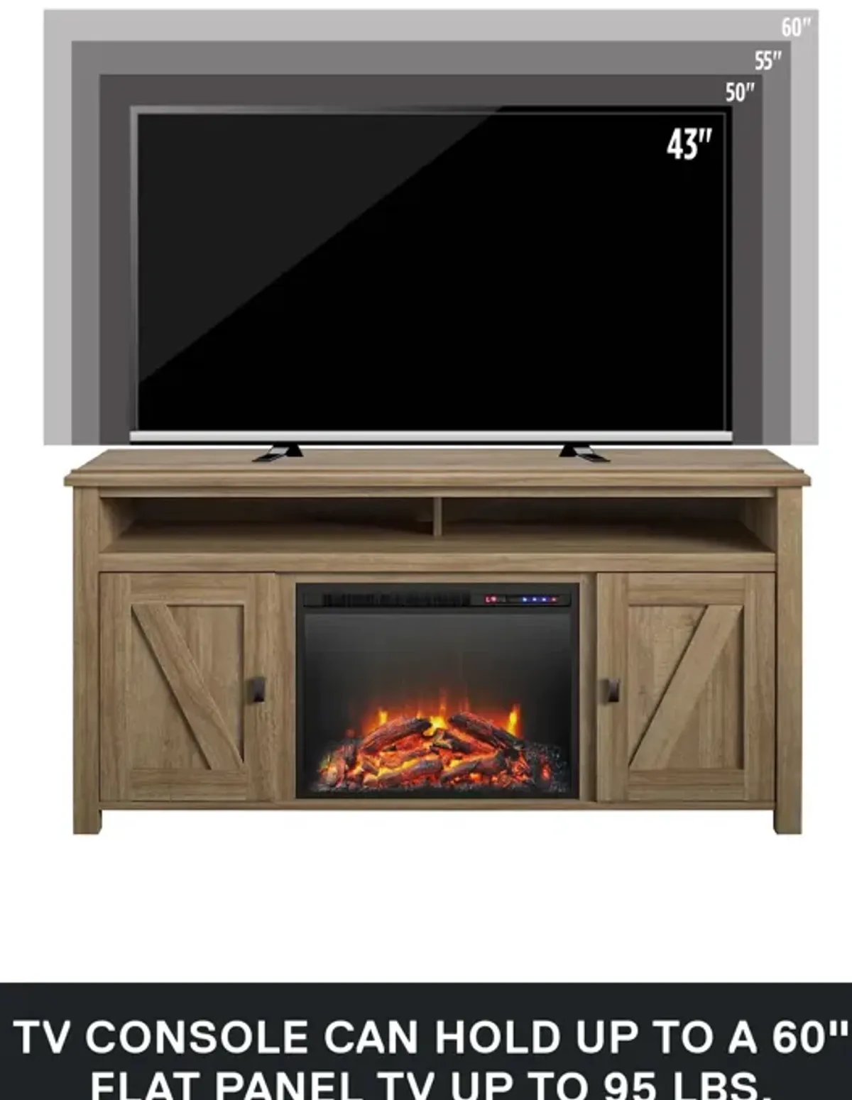 Farmington Electric Fireplace TV Console for TVs up to 60 Inch