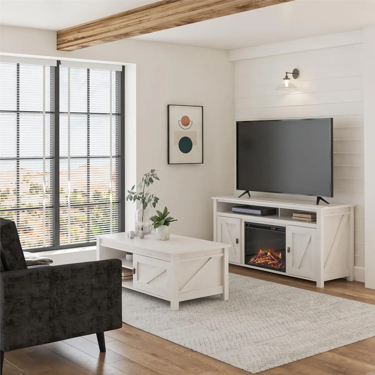Farmington Electric Fireplace TV Console for TVs up to 60 Inch